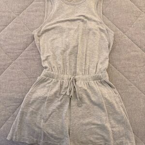 Lou & Grey- Sleek Grey Heather Signaturesoft Open Back Romper